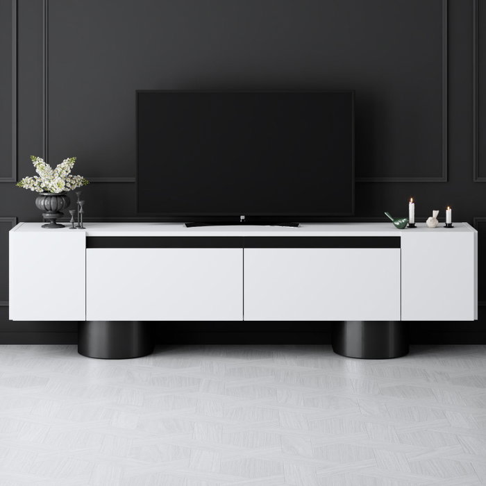 Hanah Home Bohem Soporte para TV Blanco y Negro